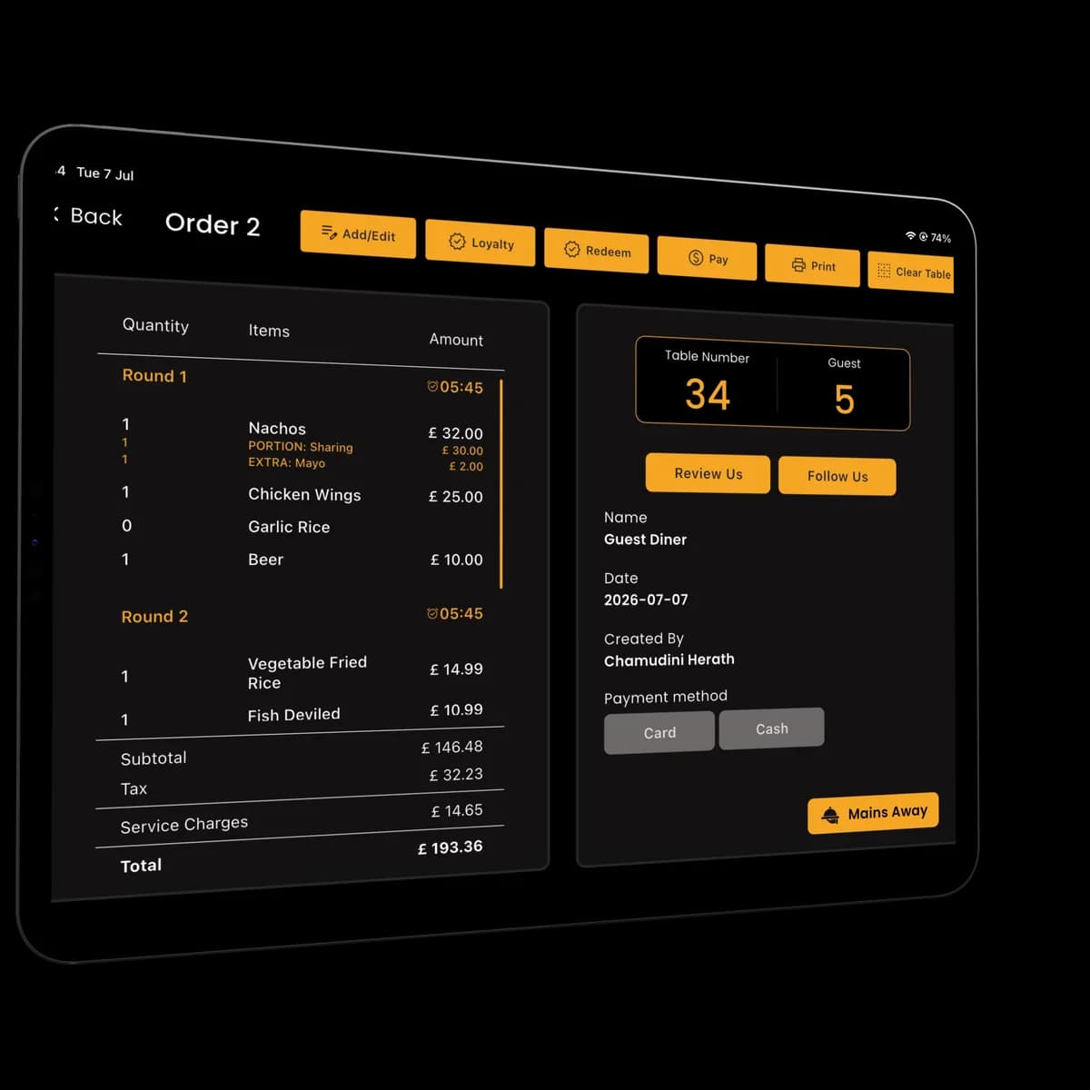 Hospitality POS Touchscreen Terminal